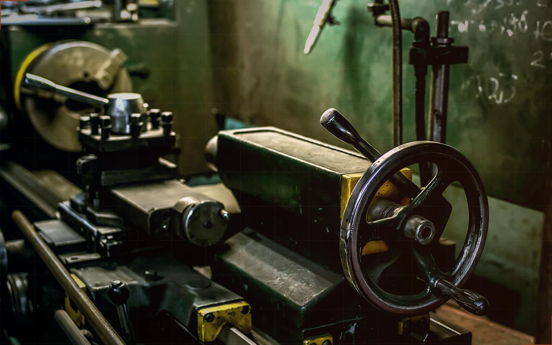 Metal lathe in a machine shop